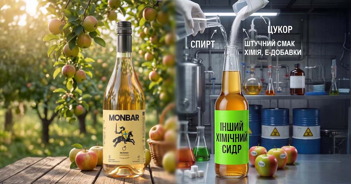 Порівняння натурального яблучного сидру та ароматизованого напою за складом